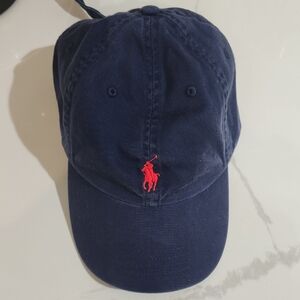 Ralph Lauren Navy Cap with Red Polo Logo